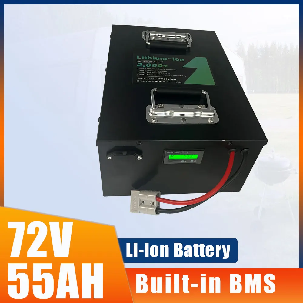 SEENRUY 72V 55Ah Li-ion With Bluetooth LCD Display Lithium Polymer Battery Perfect For Rickshaw Forklift Electric Scooter