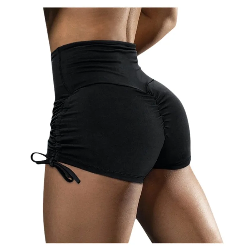 

Sexy Women's Sports High Waist Shorts Ladies' fashionable black casual drawstring shorts