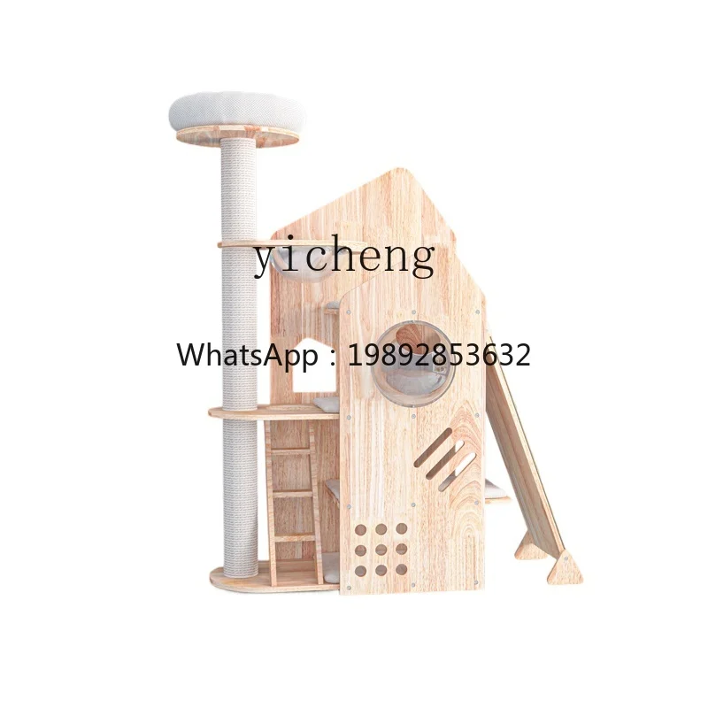 

ZC Large Cat Climbing Frame Integrated Solid Wood Cat Climber Naughty Castle Cat Toy