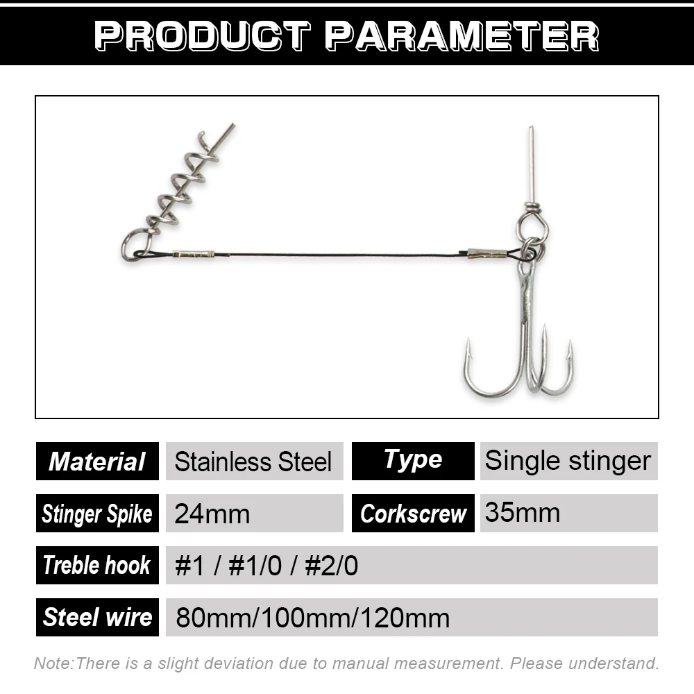 Spinpoler 3pcs Stinger Wire Trace Leader Corkscrew Sharp Triple Hook Pike Fishing Rig For Softbait Shad Lure Gear Accessories