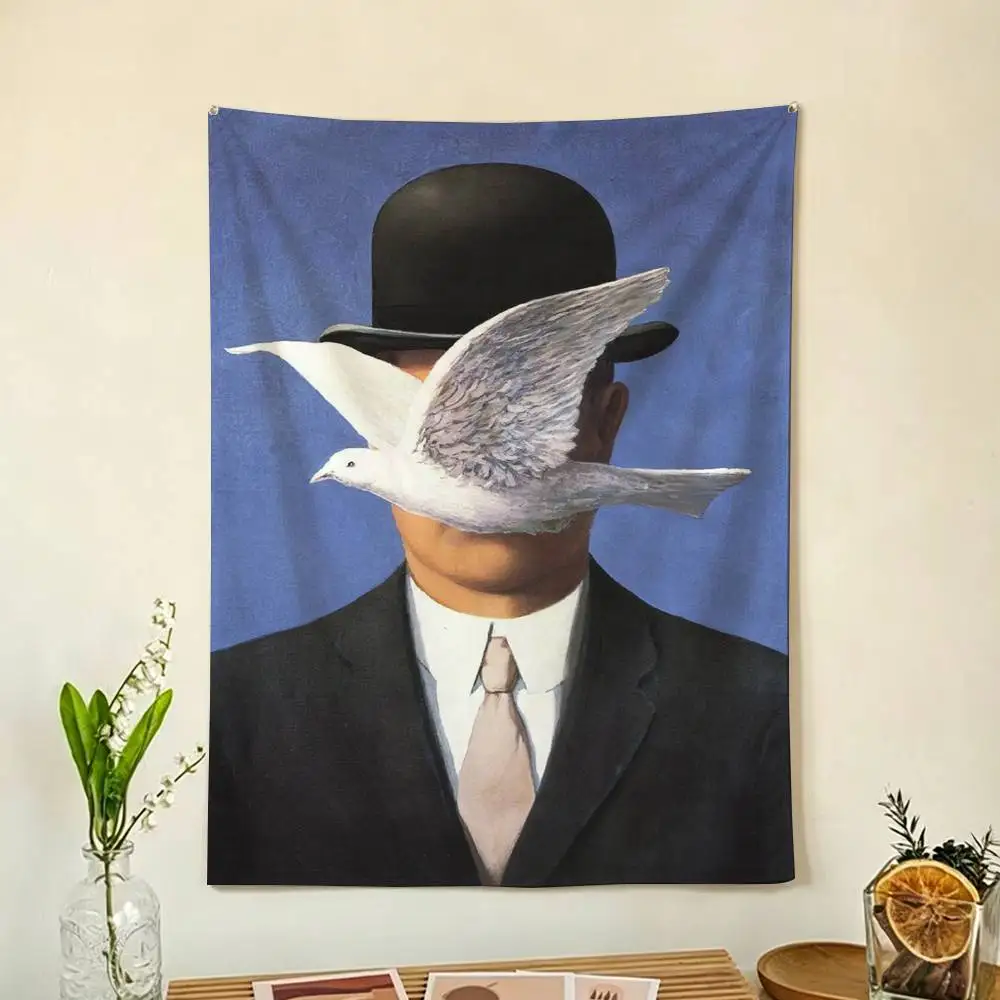 Art Ren Magrittes Son of Man Flag Digital Printing Banner for Garage Wall Out Door Decoration
