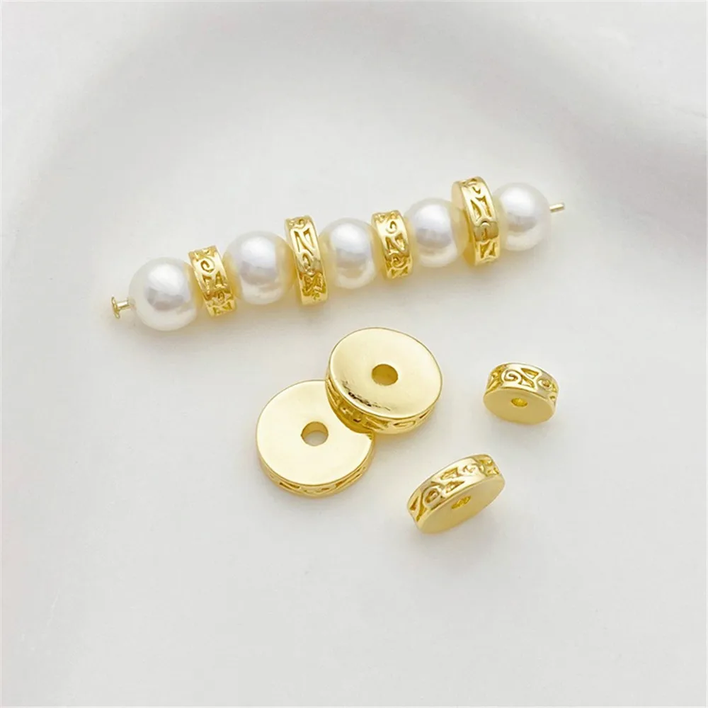 14K Gold-wrapped Wheel Beads, Spacer Beads, Handmade DIY Beaded Bracelets, Necklaces, Jewelry Material Accessories