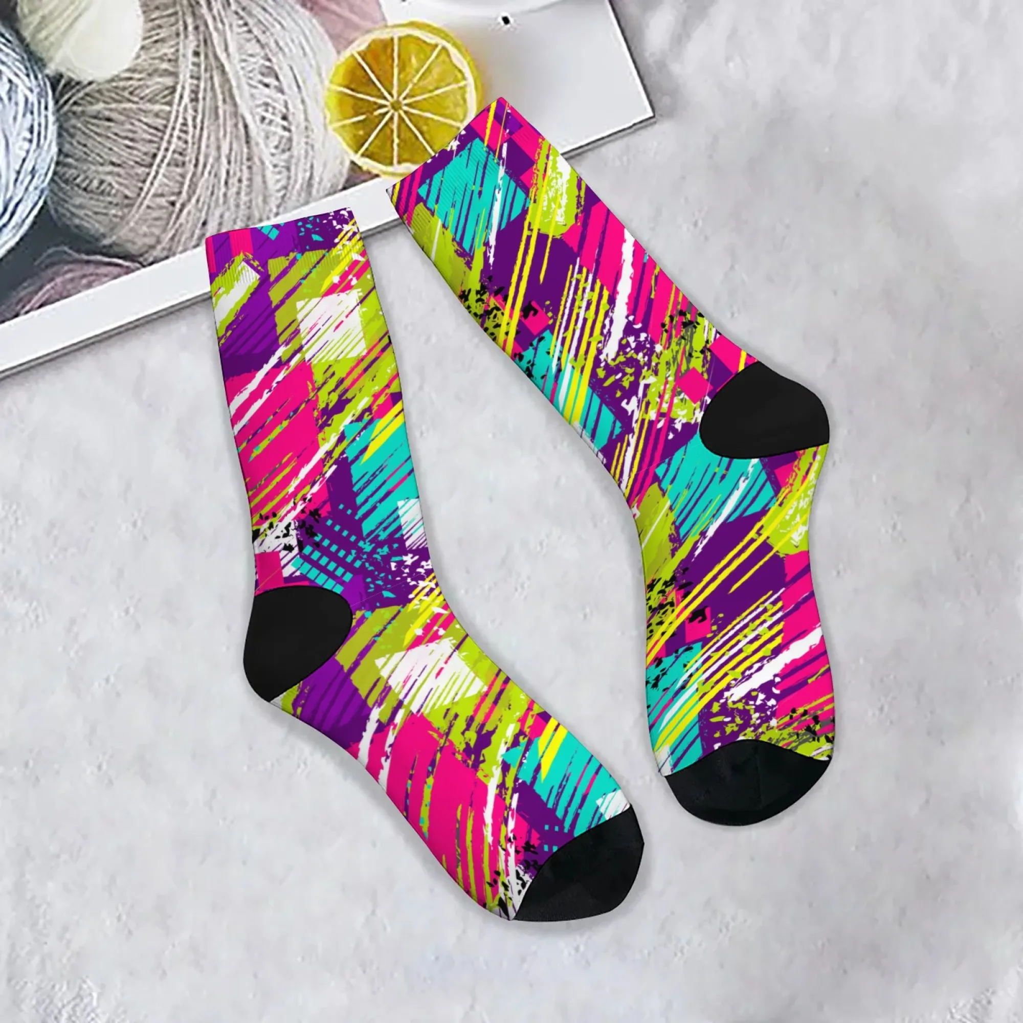 

Носки в стиле уличного граффити, модные, в стиле хип-хоп, дышащие, противоскользящие, мужские, забавные, яркие, для активного отдыха, повседневные, спортивные