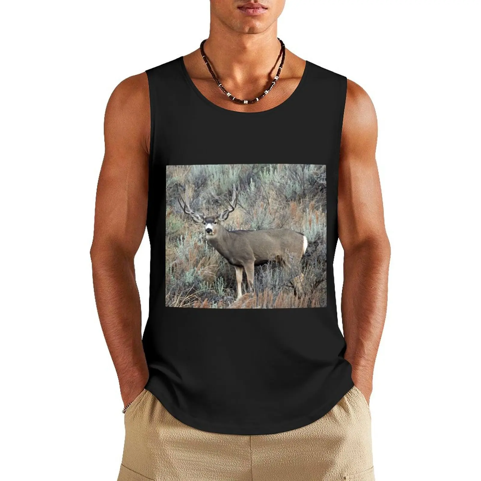 

Utah mule deer buck Tank Top T-shirt for fitness bodybuilding Men's summer vest