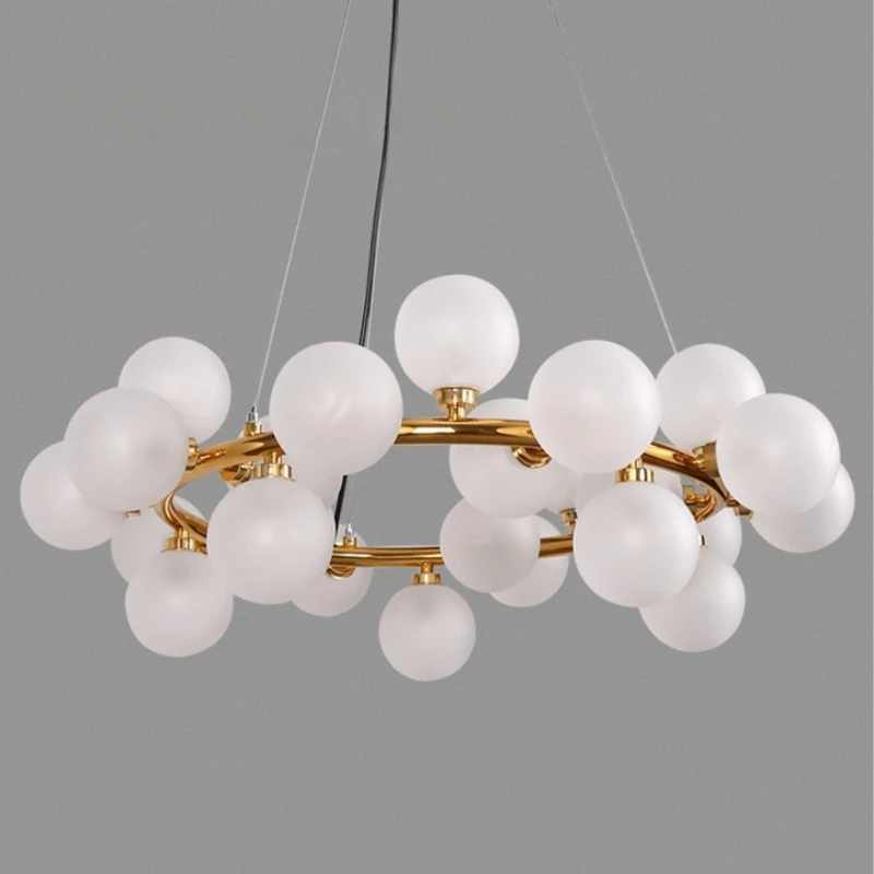 

Nordic Clear White Glass Bubble Pendant Lamp Round Chandelier Light Fixture for Living Dining Room Bedroom Kitchen Home Decor