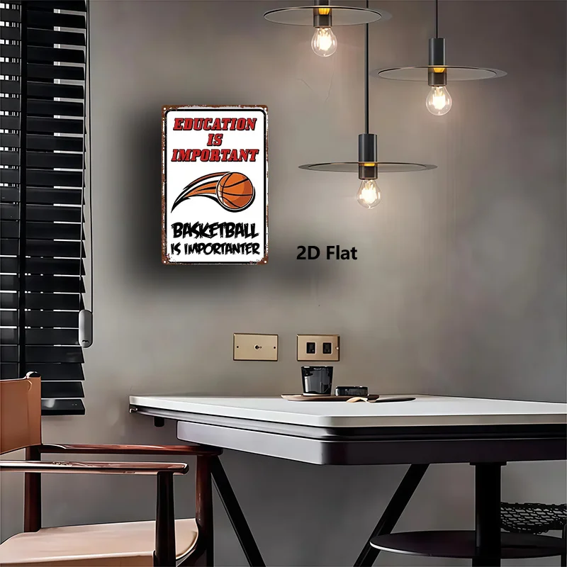 Metal Sign Education is Important Basketball is More Important Vintage Tin Sign 8x12 Inch Wall Art for Home Bar Cafe Decor