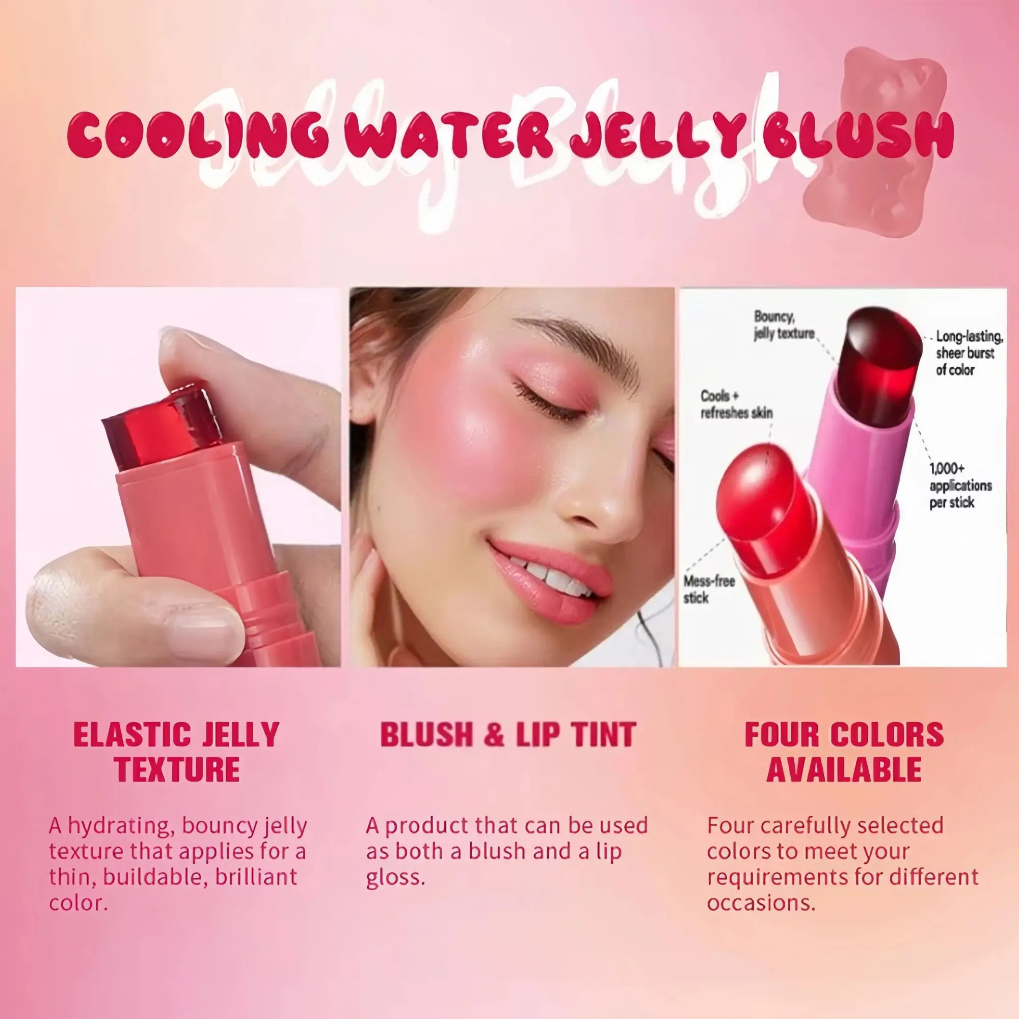 Jelly Blush Lipgloss Stick Voor Luie Mensen Om Contou Zelfs Huidskleur Helderder En Kleur Gemakkelijk Aan Te Brengen Voor Zowel Lippen Als Gezicht