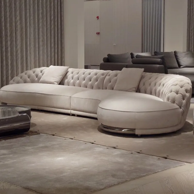 High-end modern style leather modular combination Italian designer sofa expandable irregular living room