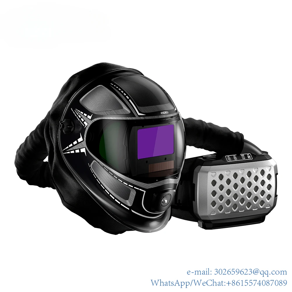 

ANDELI Powered Air Purifying Respirator Auto Darkening Welding Helmet PAPR System with True Color Industry Mask