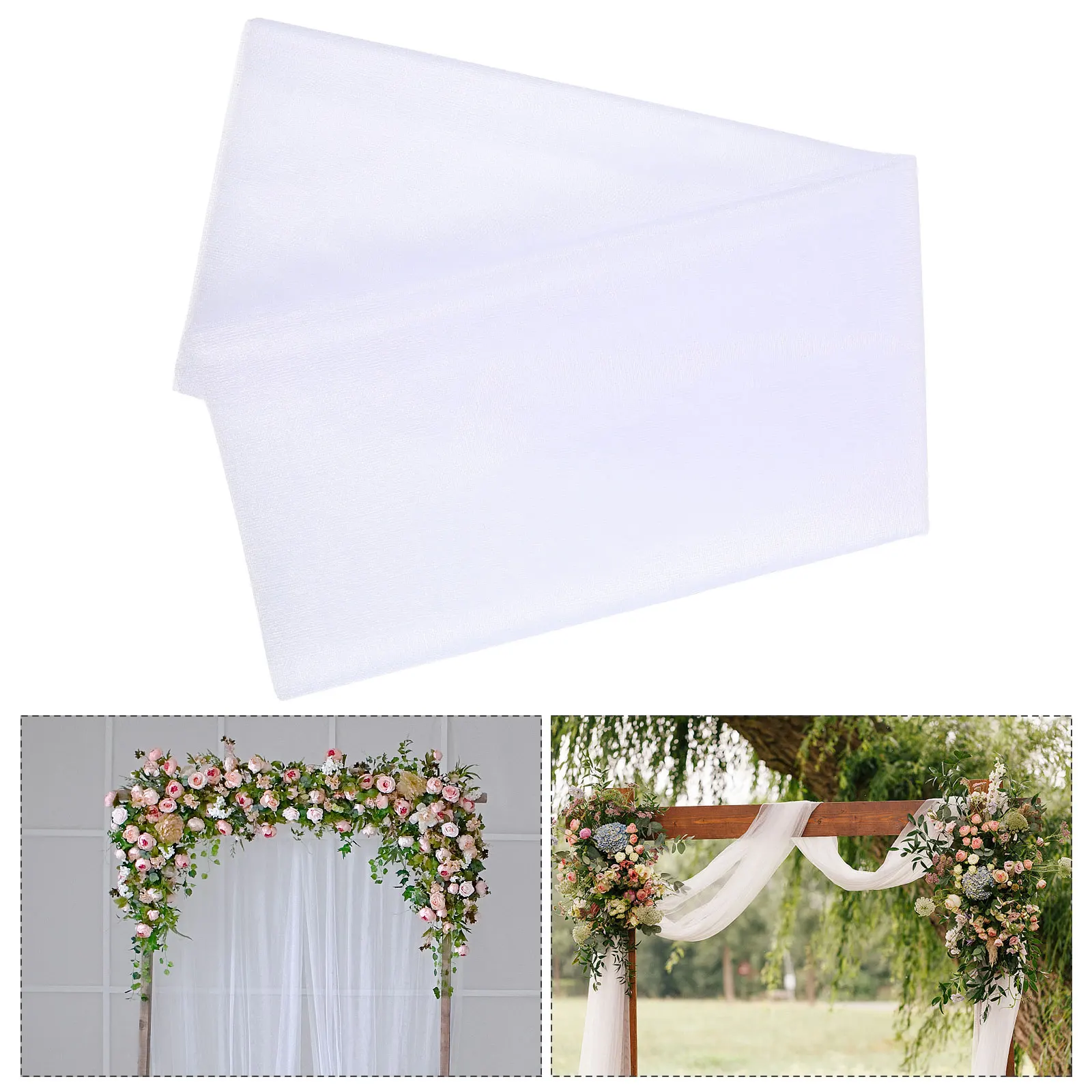 

1 Set 5M Organza Backdrop Curtain Wedding Arch Drapes Party Decor Foldable Reusable Decorations For Ceremony Birthday Christmas