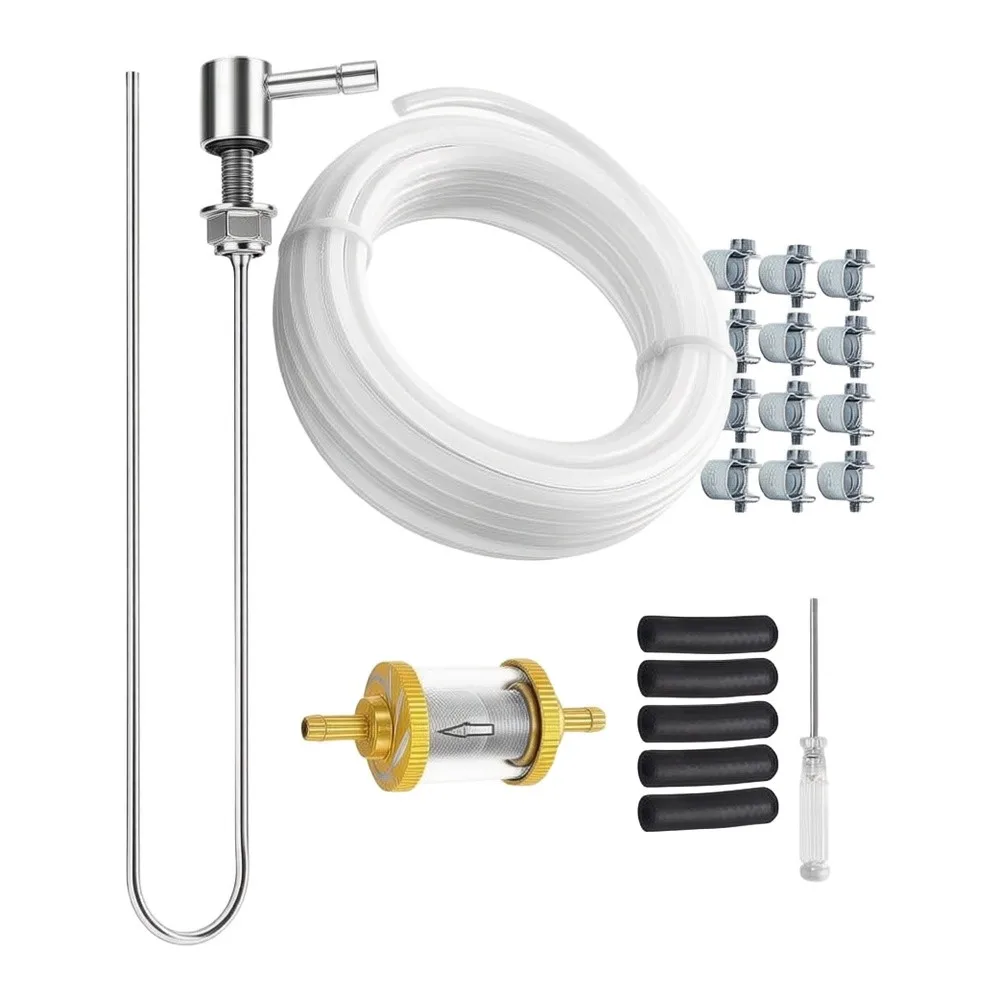 6-meter Fuel Line Kit 21PCS Diesel Installation Set with Tank Riser Filter Rubber Hoses Clamps for RV Boat Truck