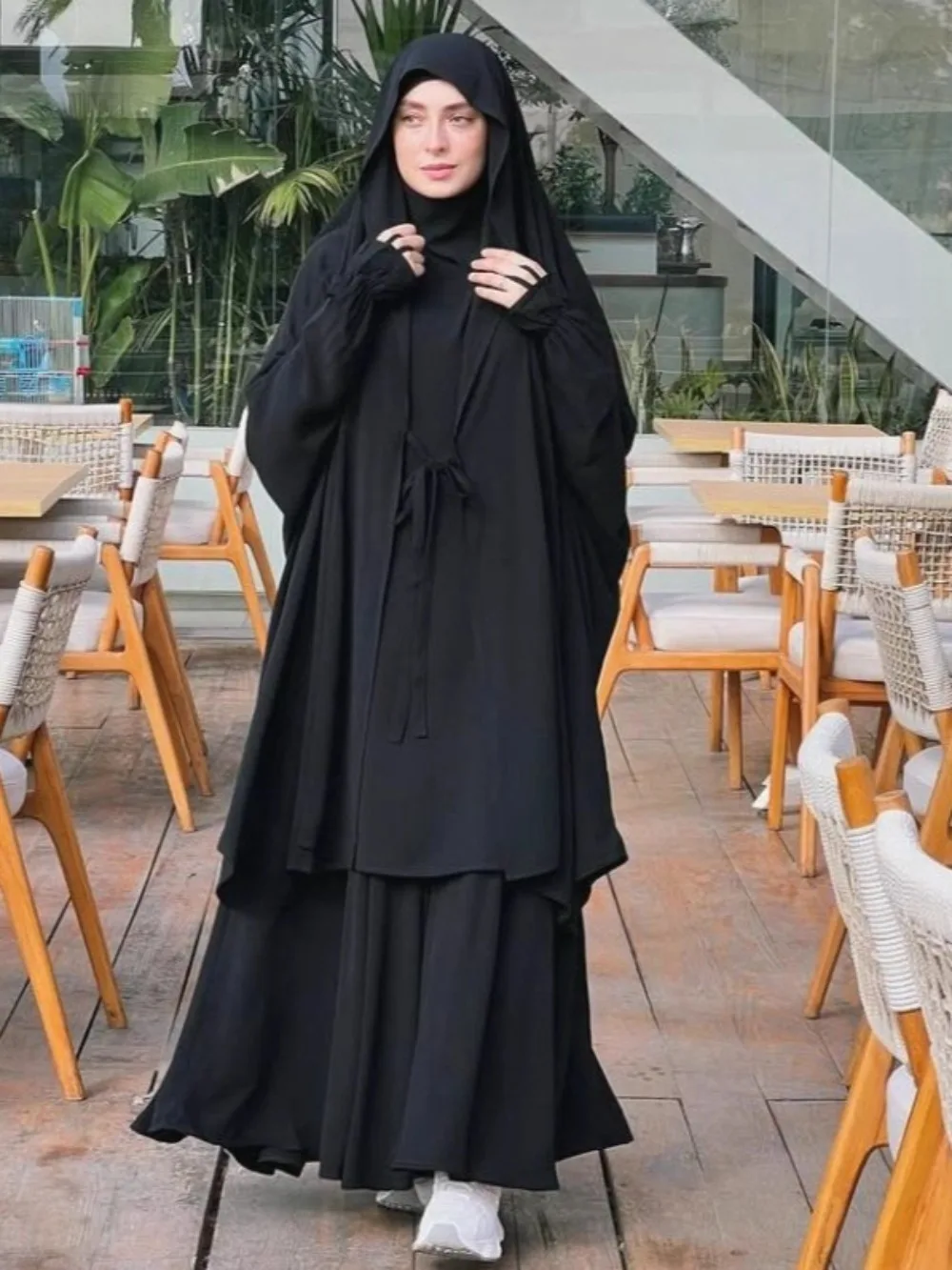 عيد مسلم طويل خيمار تنورة علوية 2 قطعة مجموعة النساء عباية غطاء كامل رمضان قفطان الجلابة Musulman تجميع ملابس الصلاة