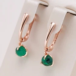 Kinel Unique Green Cut Zircon Ball Dangle Earrings for Women 585 Rose Gold Color Simple Daily Party Earrings Fashion Jewelry