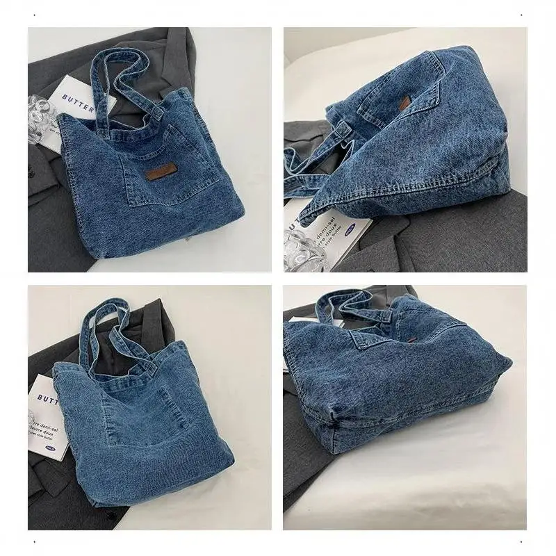 Designer-Handtasche aus Denim, luxuriöse Designer-Tragetasche, modische Clutch-Taschen, einfarbige, schlichte Damen-Handtaschen für den täglichen Gebrauch, 202 – Detail 12