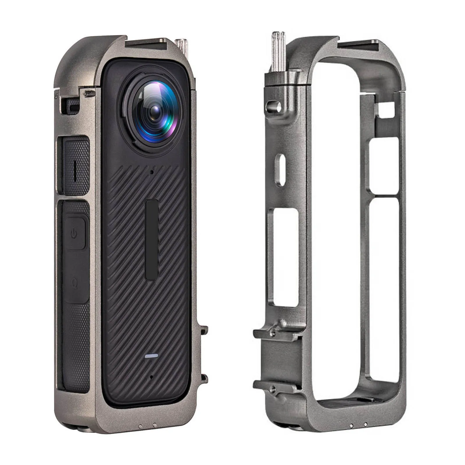 Aluminium Alloy Shockproof Mount Frame Border Cage Cover with 2-Cold Shoes for Insta360 X4 Camera