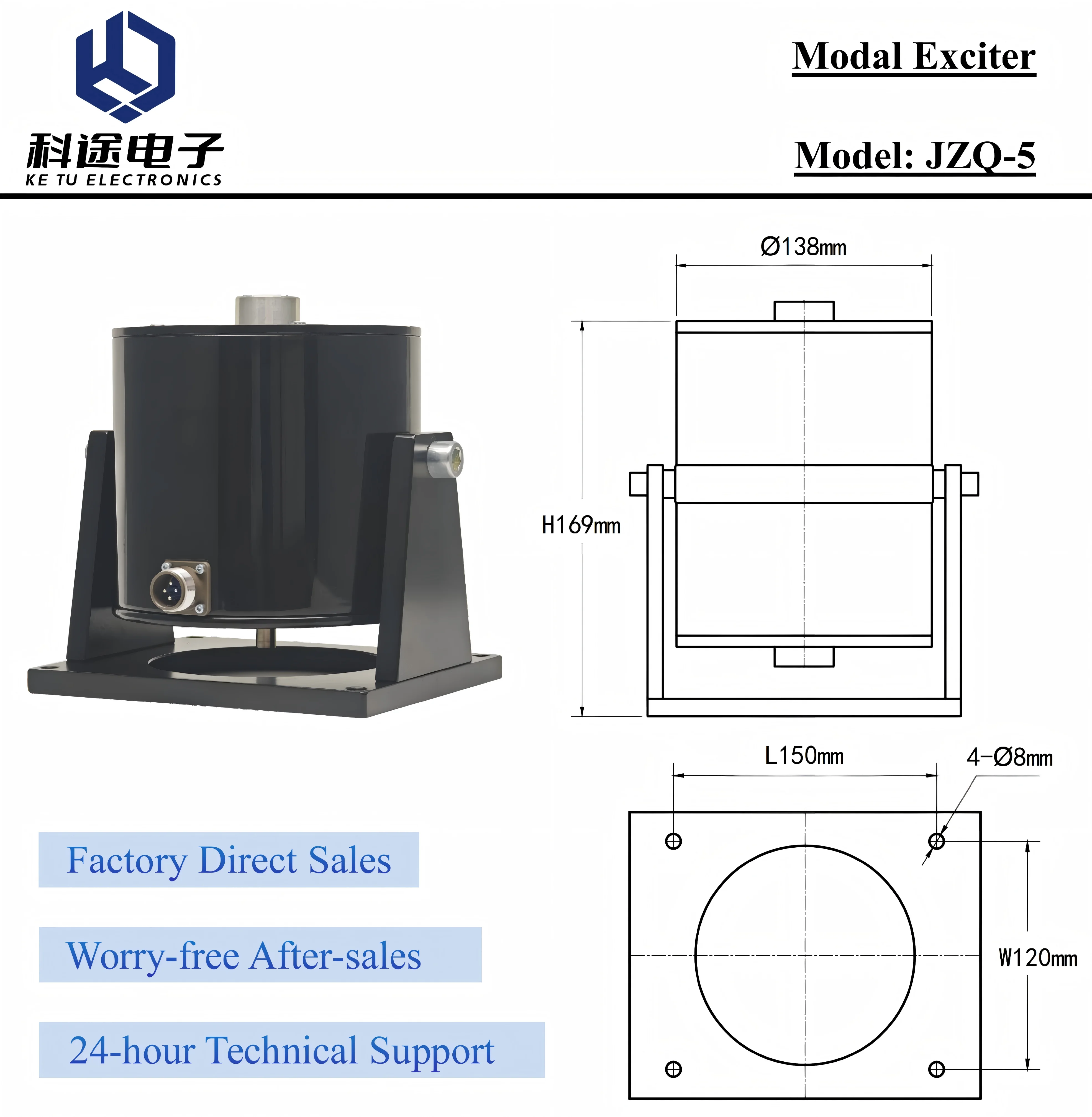 JZQ-5 Modal Shaker 50N Modal Exciter Vibration Exciter Testing the Dynamic Response Resonance Frequency and Mechanical Impedance