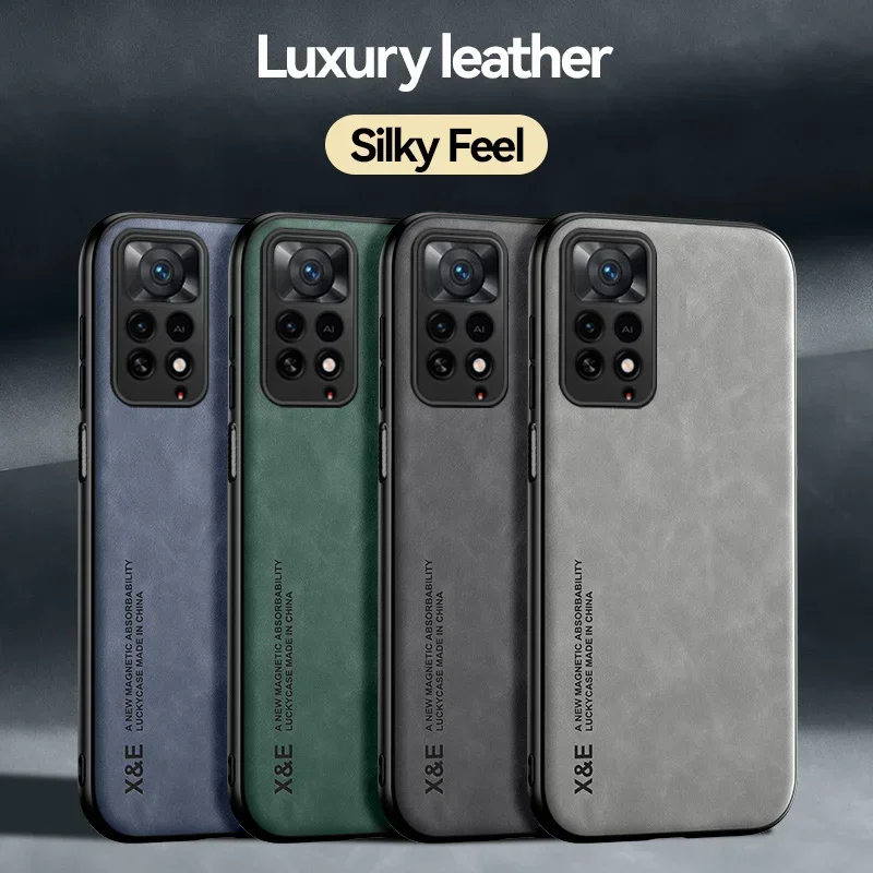 For Xiaomi Redmi Note 11 11S Чехол для Magnetic Car Holder Leather Phone Case For Funda  Redmi Note11 Pro 11E Pro 5G Back Cover