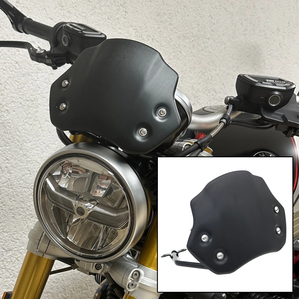 For BMW R9T R NINET Racer Pure Scrambler Motorcycle Headlight Fairing Windscreen Deflector Cover R Nine T Aluminum Windshield