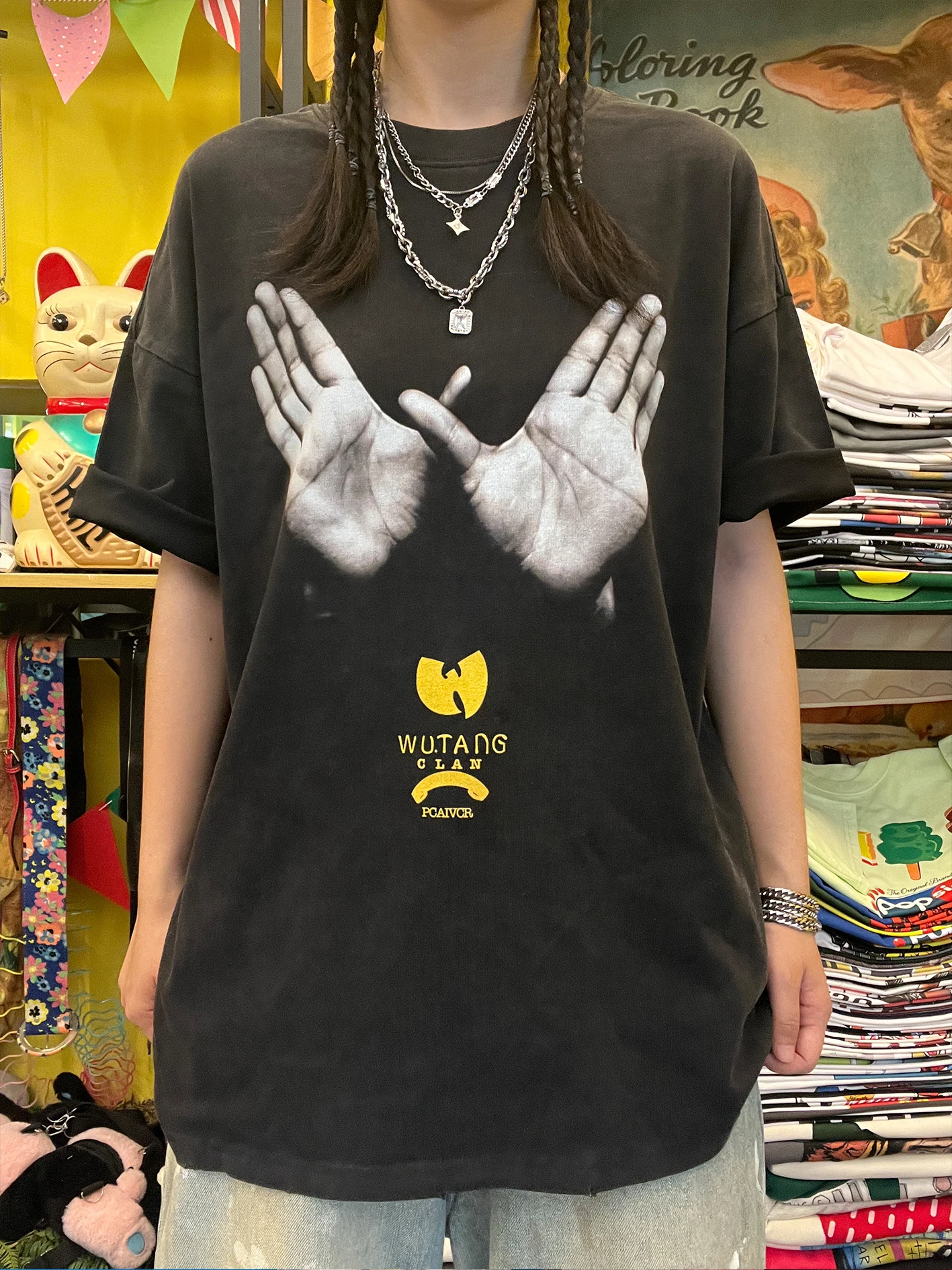 

Heavier 330G Wang Studio Street Style American College Wind Short Sleeve T-Shirt Hip Hop Fashion Casual Wear for Men