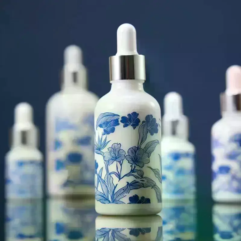 10/15/30ml Ceramic Blue & White Porcelain Essential Oil Dropper Bottles Leakproof Travel-Friendly Design