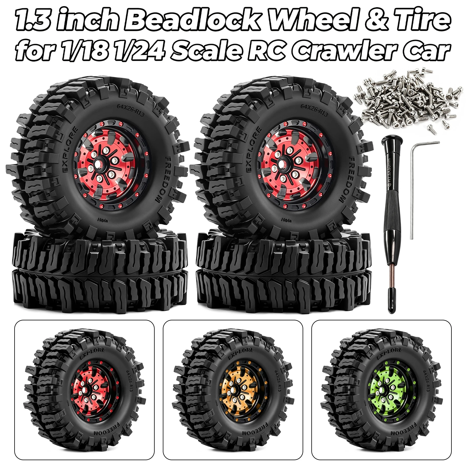 Rc Hobby Crawler - RCMMTING 4 szt. 1.3'' Aluminiowe felgi