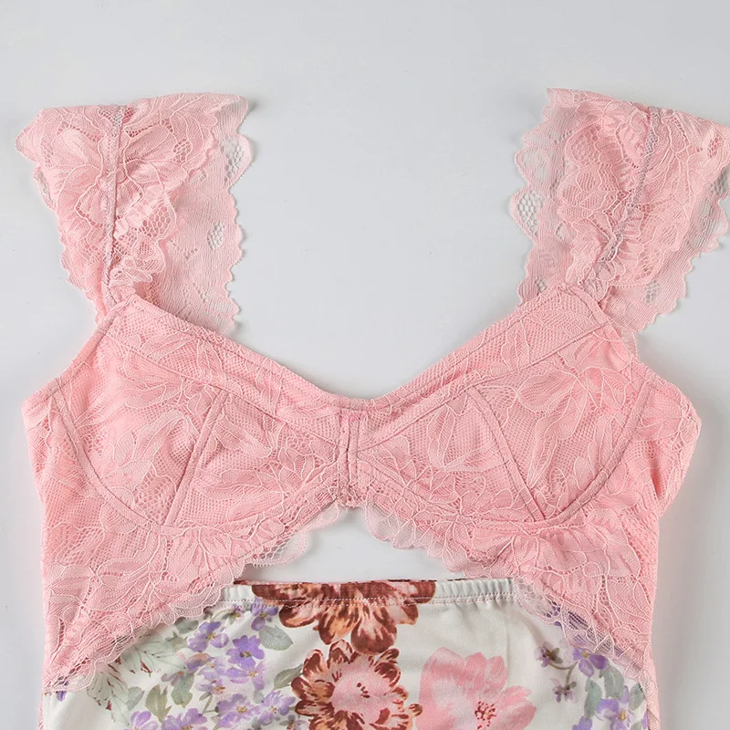 Zeyla Abito da spiaggia floreale 2025 da donna Primavera Sheer con scollo a V Scava fuori Maxi abito da vacanza sexy Boho Chic Y2K Sirena Abito lungo