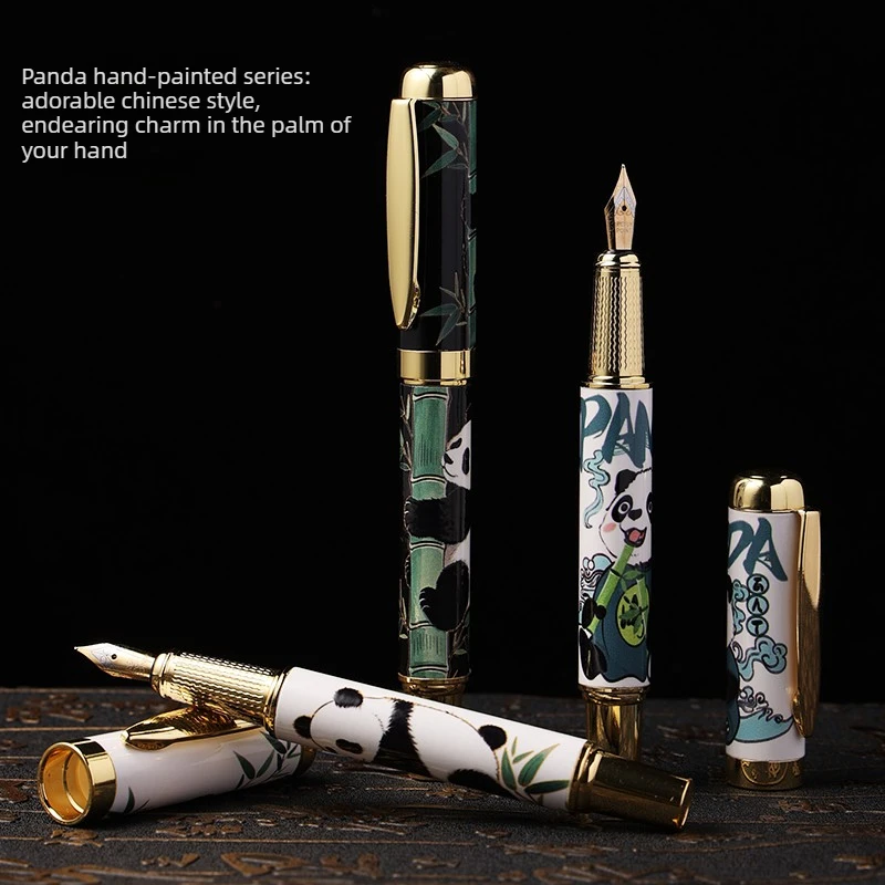 New Style Ceramic Fountain Pen Cartoon Panda Pen Holder with Super Large and Heavy Feel, Adult Replaceable Ink Bag Suction Type