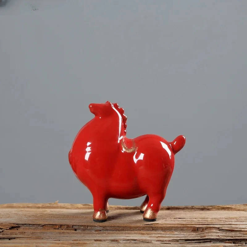 Minimalist Fat Horse Statue Room Aesthetics Ornaments Horse Ceramic Sculpture Living Room Decoration Crafts Vintage Home Decor