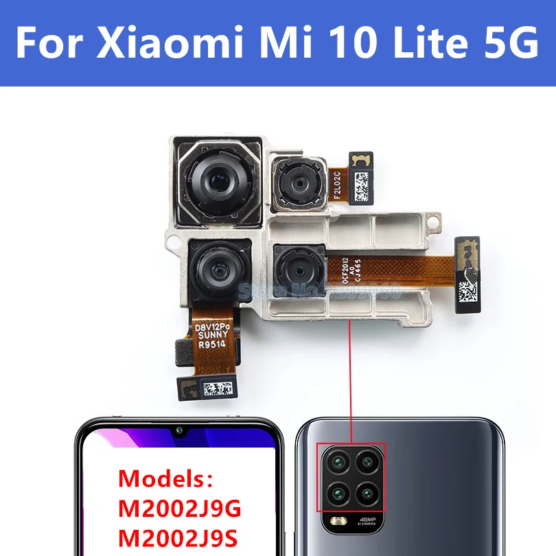 

Передняя и задняя камера для Xiaomi Mi 10 Lite, большой модуль основной задней камеры, замена гибкого кабеля, запасные части
