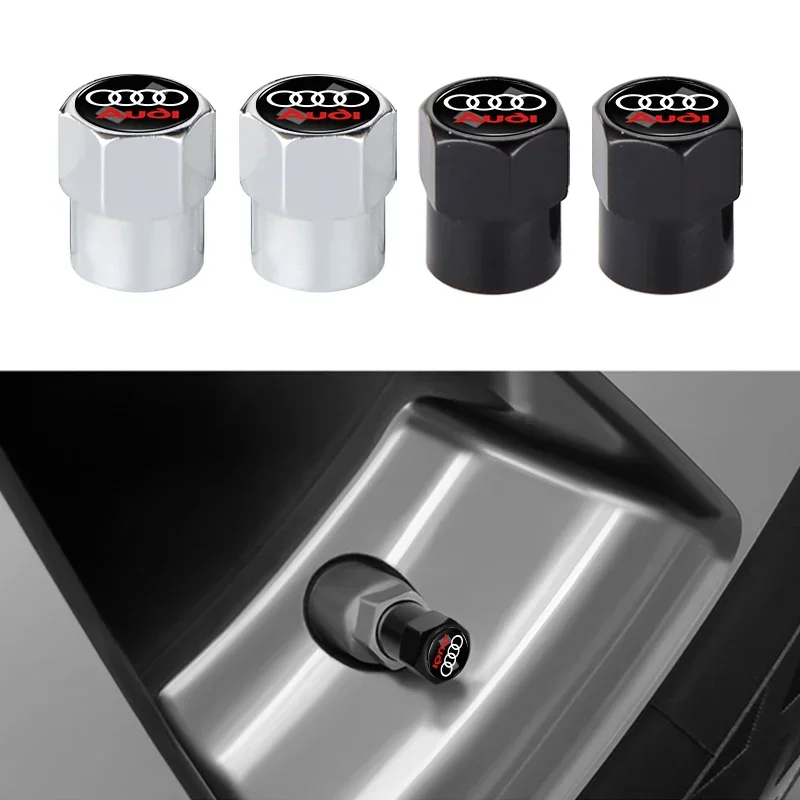 4 pçs para audi a3 a4 a5 a6 a7 a8 q3 q5 q7 q8 s3 s4 s5 s6 a4l a6l logotipo do carro tampa do pneu tampa de ar tampa da válvula do pneu