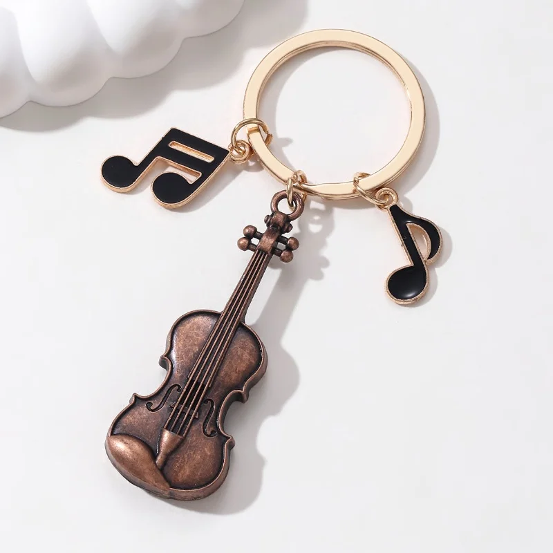 Classic Violin Notes Enamel Keychain Musical Instrument Music Key Ring Good Gift For Friends Musician Handmade Jewelry Set