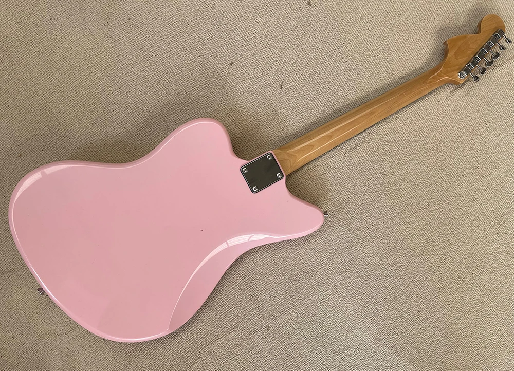 6 Strings Pink Electric Guitar with Rosewood Fretboard White Pickguard Customizable