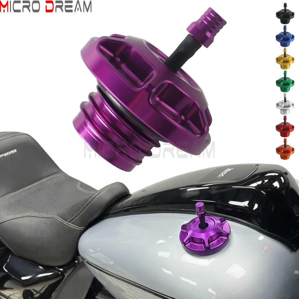Vented CNC Aluminum Gas Cap Universal For Harley All Female Threaded Gas Tanks Except Touring 23.5-25 Motorcycle Fuel Tank Cover