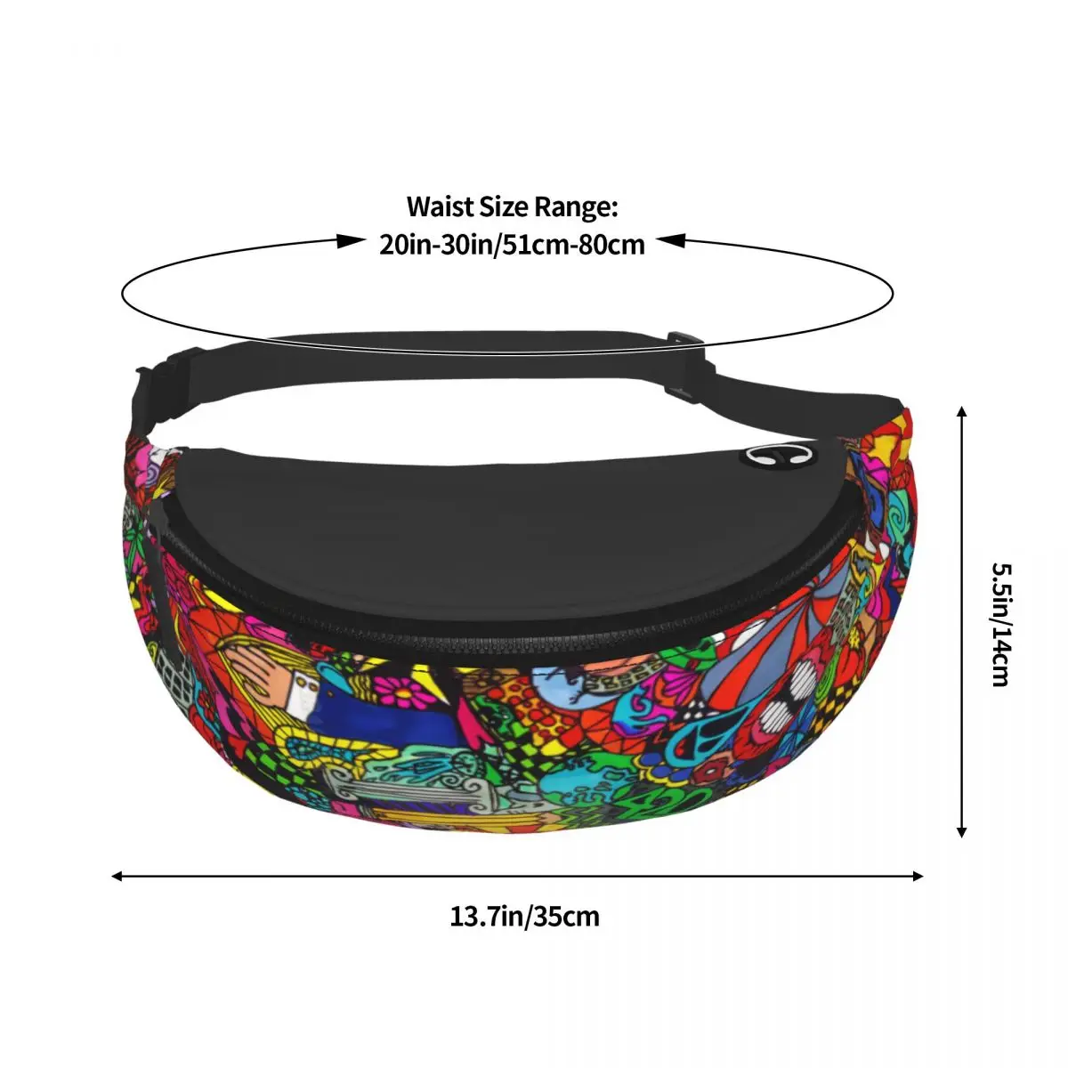 Custom Graffiti Trippy Hippie Pattern Fanny Pack Women Men Fashion Street Art Crossbody Waist Bag for Running Phone Money Pouch