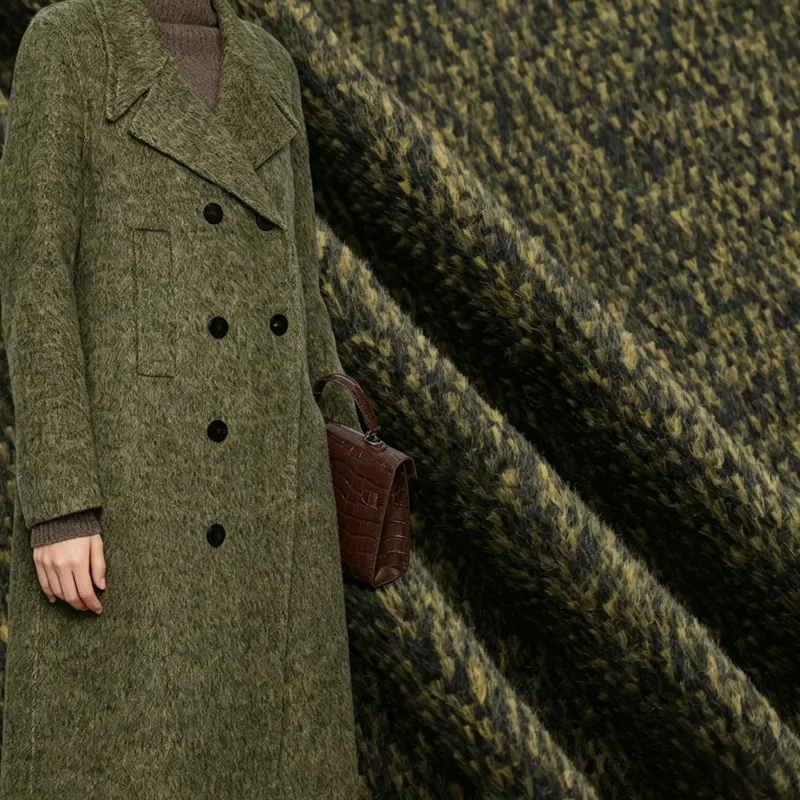 Delicately Draped Alpaca Wool Multi-Color Mixed Long-Pile Cashmere Fabric for Autumn and Winter CoatsC