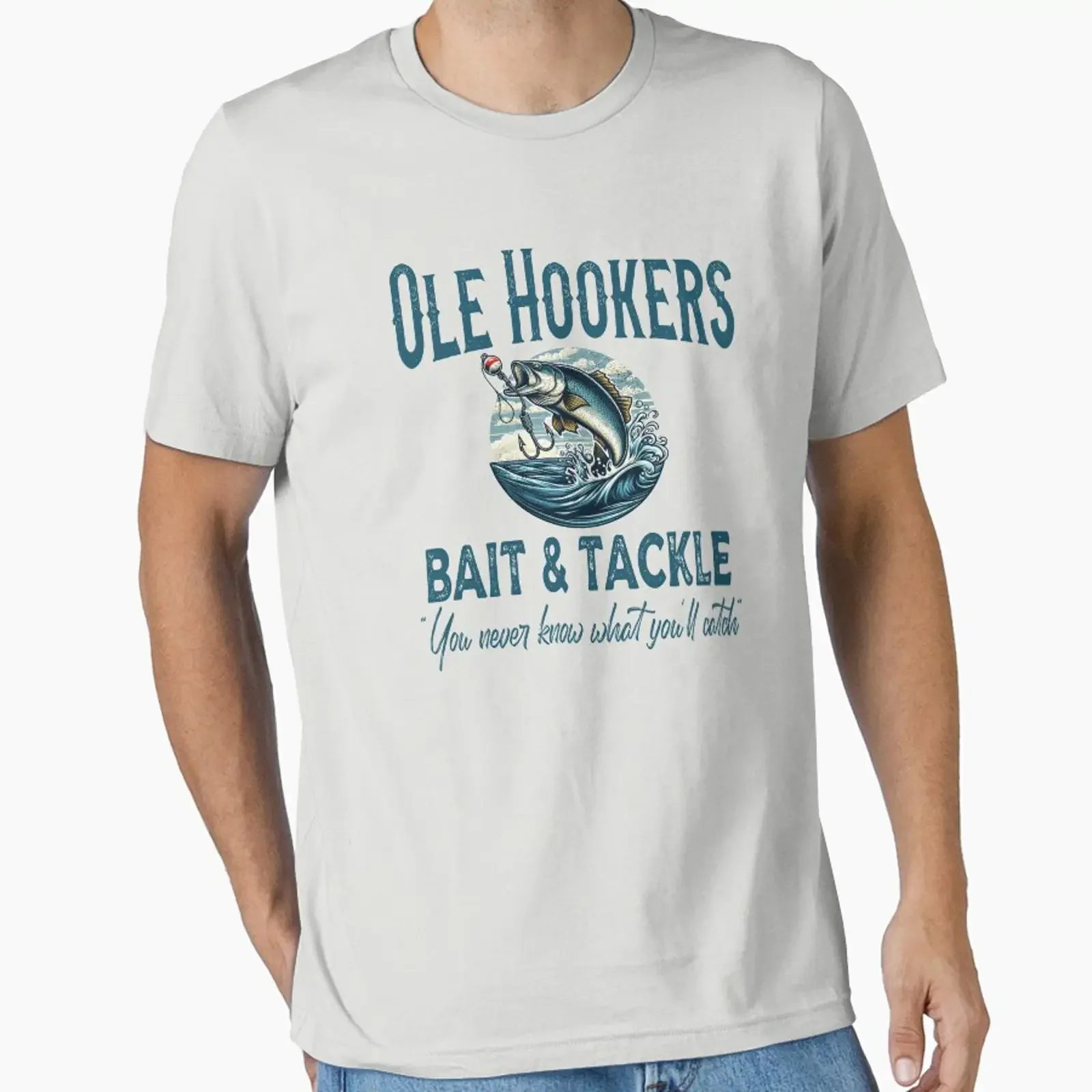Ole Hookers Bait and Tackle Funny Fish T Shirt Series 1 designed sold by Frog Level Treasures vintage Washed Stretched Casual