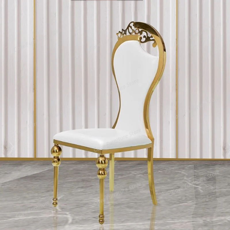 Restaurant Upholstered Dining Chair White Metal Leather Accent Dinner Chairs High Sturdy Cheap Sillas Comedor Home Furniture