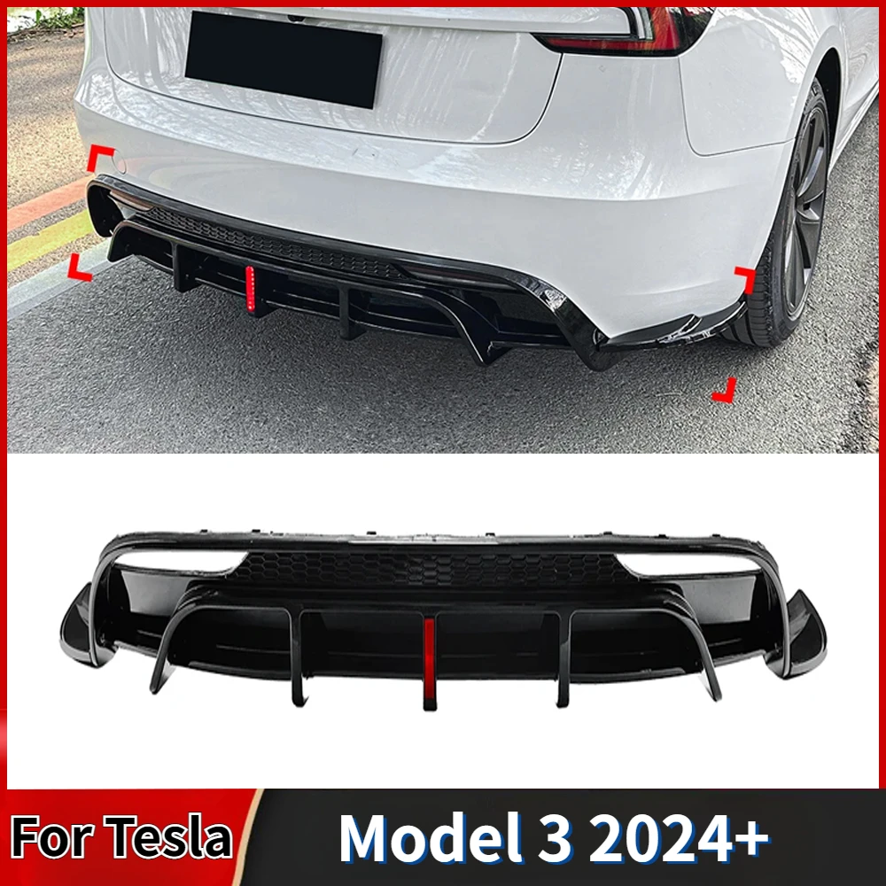 

Car Rear Bumper for Tesla Model 3 2024+ Diffuser Lip Spoiler Rear Bumper Lip Chin Splitter Guard Exterior Protector Part Bodykit