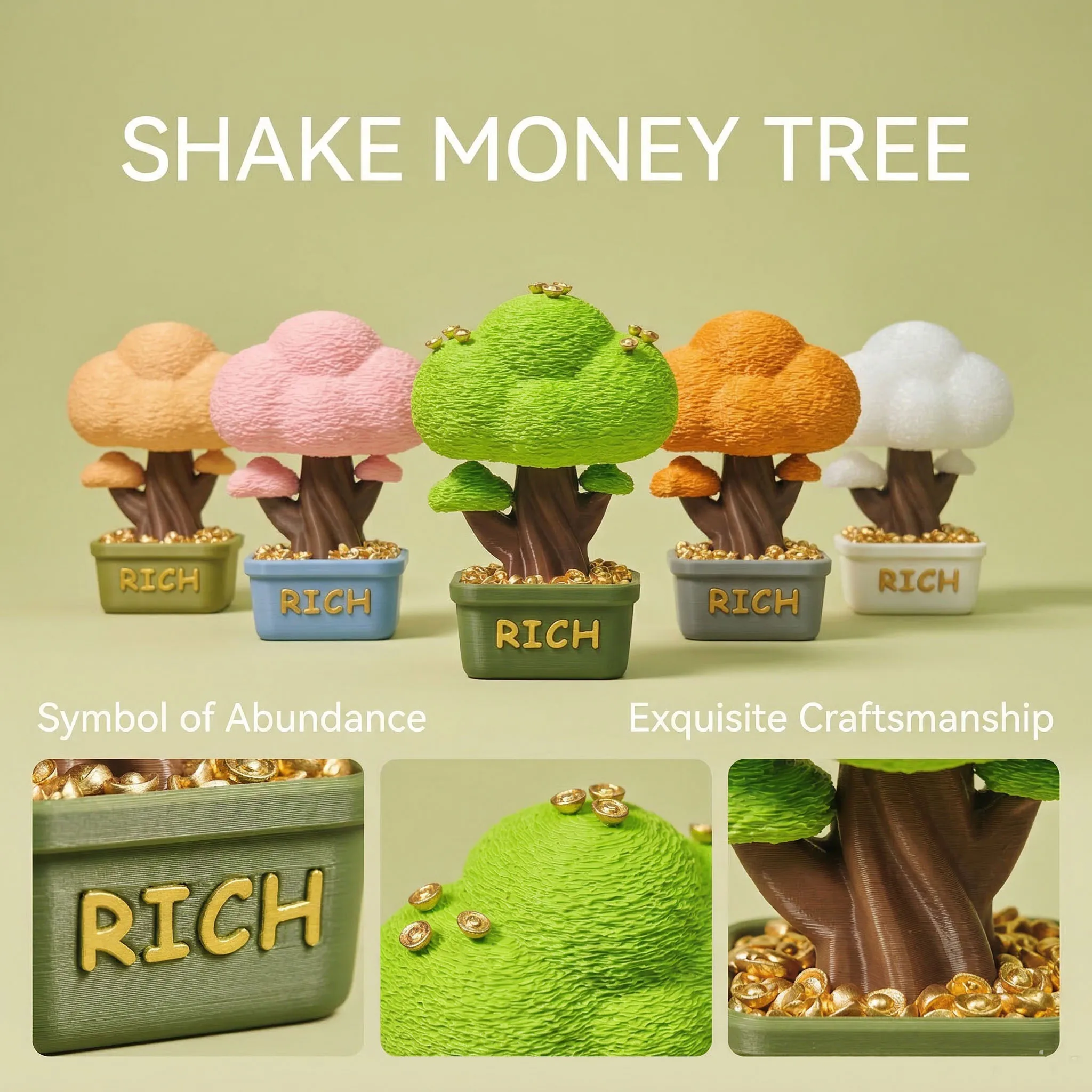 3D Printed Money Tree Wealth Tree Potted Plant Statue Model Ornament Toy Gift for Kids Creative Trendy Plaything Ready Stock