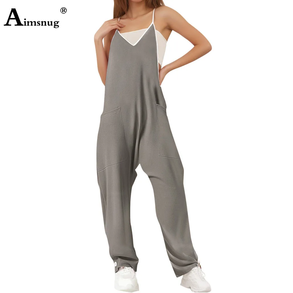 American and European 2024 New Patchwork Jumpsuits Women Straight Leg Trousers Plus Size Female Strappy Pocket Design Bodysuits