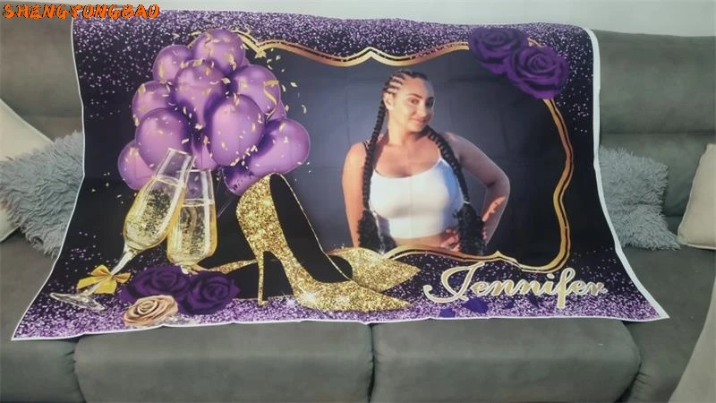 Vinyl Balloon Backdrops For Photography Happy 50 40 30 60th Birthday Party Shiny Diamond Golden Dots Ribbon Photo Backdrops