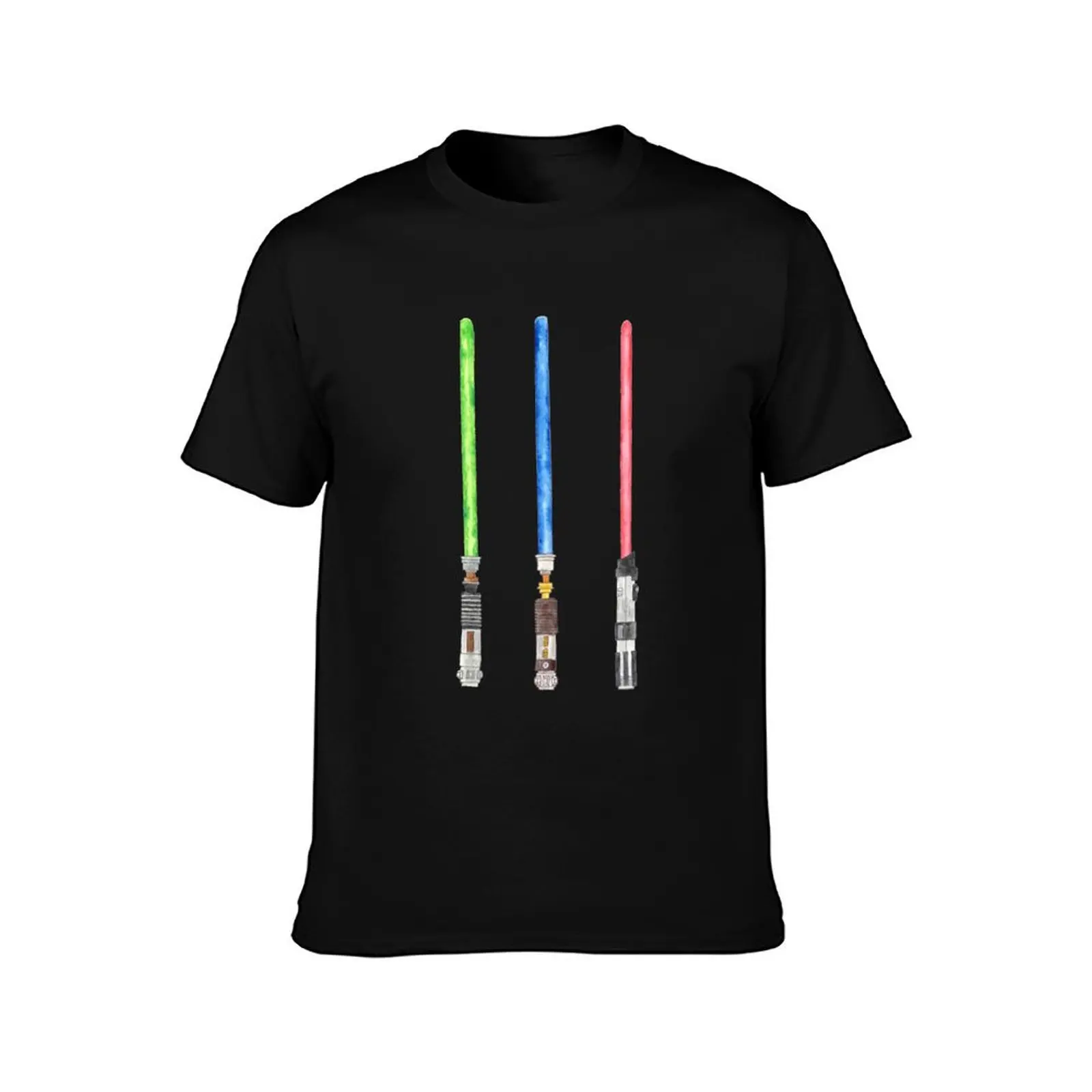 Lightsaber Trio T-Shirt Summer Casual Cotton Tee Oversized Streetwear Tops Vintage Graphic Print Loose Fit Short Sleeve