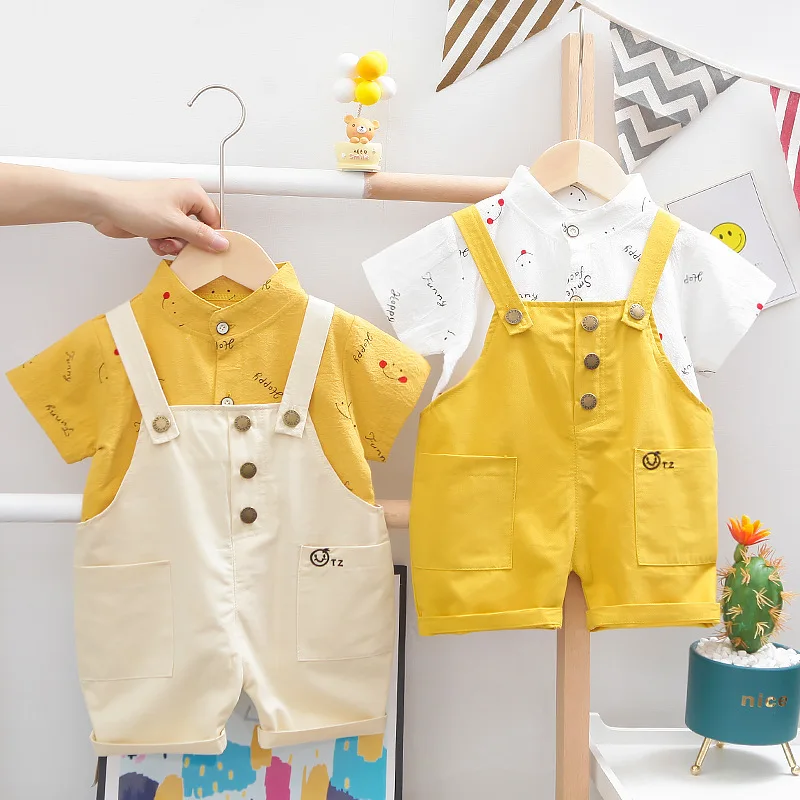 0-4 Year Old Baby Boys and Girls Clothes suits Quality Summer Children\'s Overalls with Toddler Shirts Sets