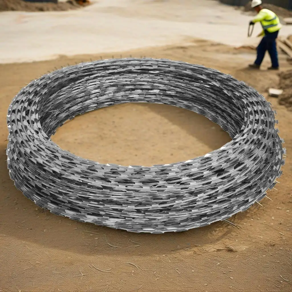 2 Pcs Galvanized Steel Wire Rolls - 196.9' Helical Security Fencing