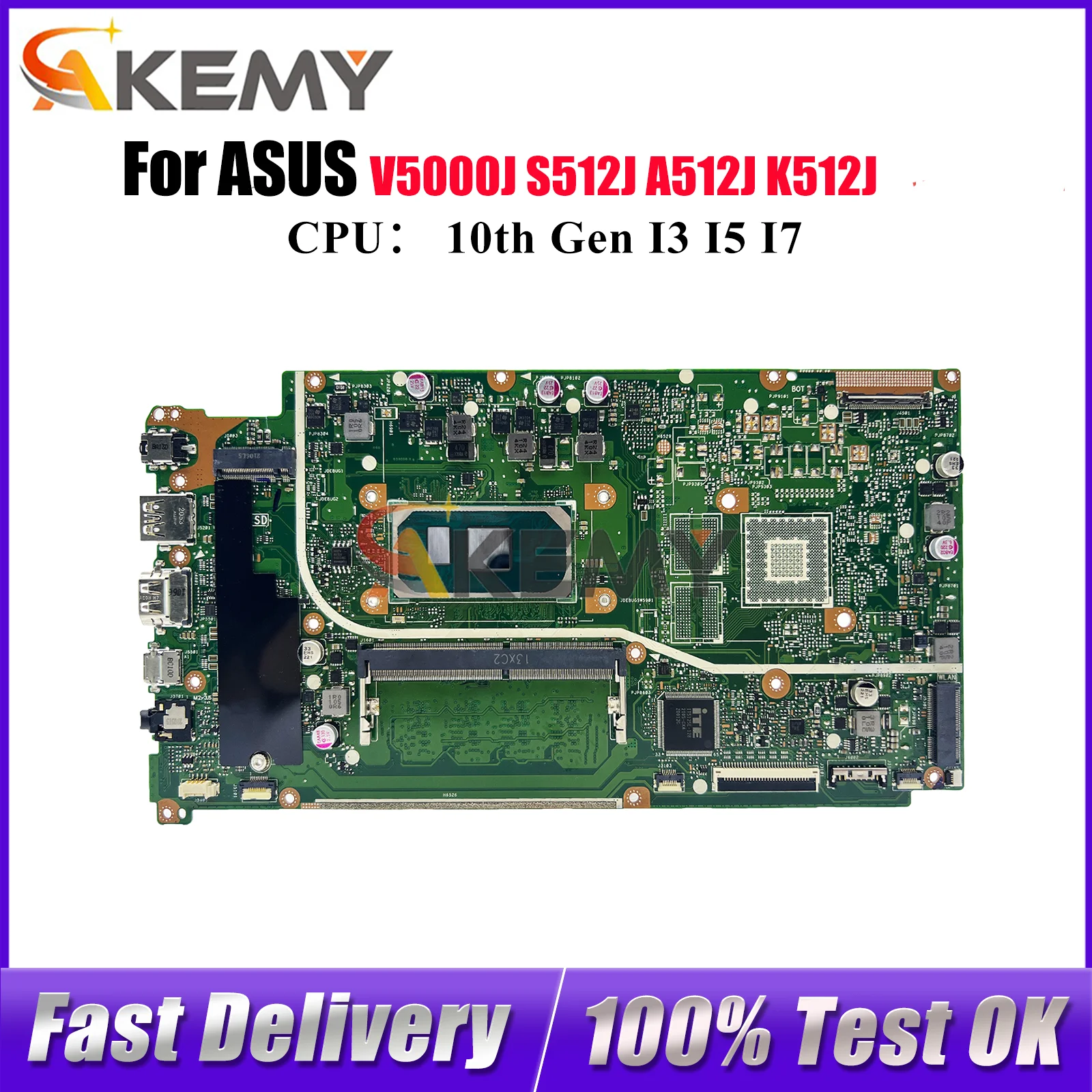 

X512JA Материнская плата для ноутбука ASUS X512J F512J A512J V5000J X512JF X512JP S512J K512J X512JAW X512JAU Материнская плата с процессором I3 I5 I7