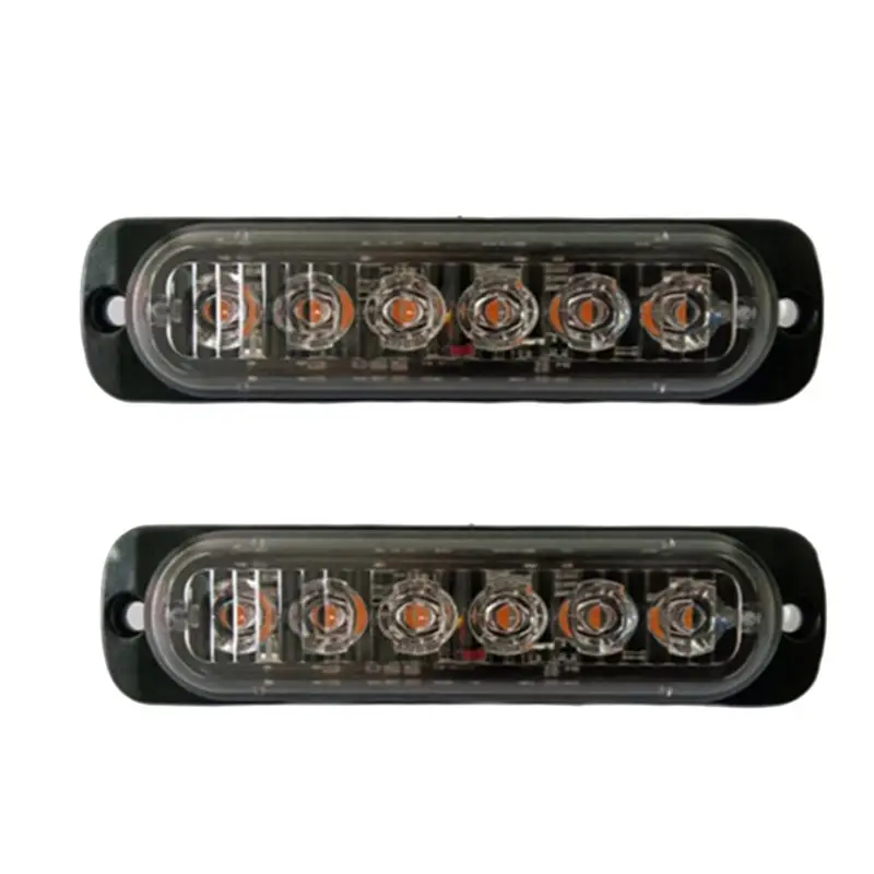 2Pcs LED Strobe Warning Light Strobe Grille Flashing Lightbar Truck Car Beacon Lamp Traffic Light 12V 24V Yellow Light-A54R