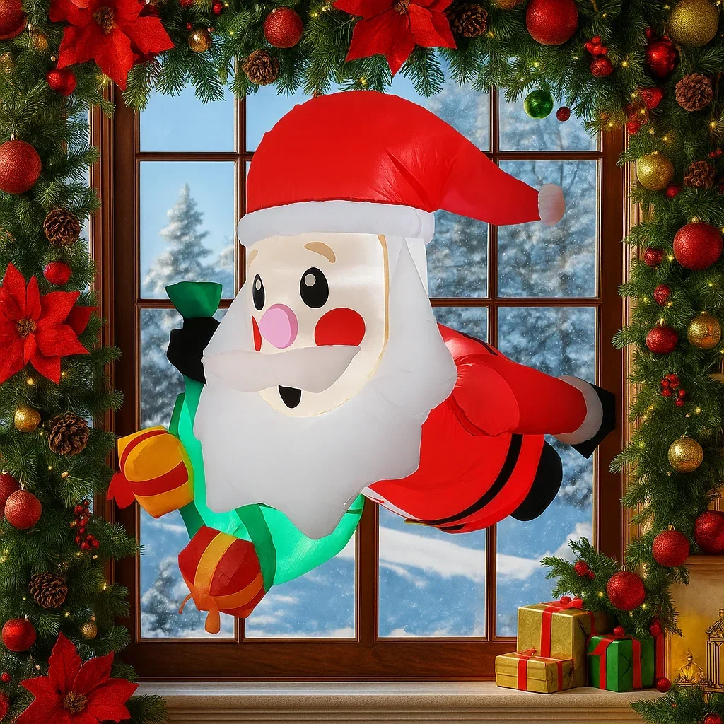 3.3FT زينة عيد الميلاد نفخ سانتا كلوز مع شنطة هدايا اللعب ساحة المنزل الحلي مع LED ديكور لعبة حفلة عيد الميلاد #3