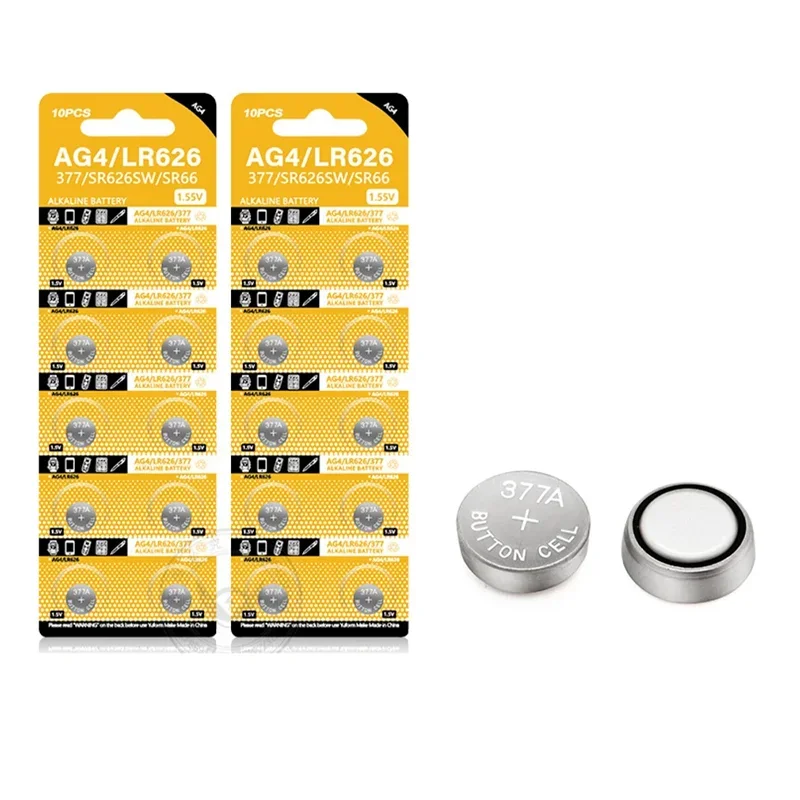 High Quality AG4 LR626 1.55V Alkaline Watch Battery 377 SR626 177 626A 377A CX66W for Toy Calculator Car Key Clock Button Cell