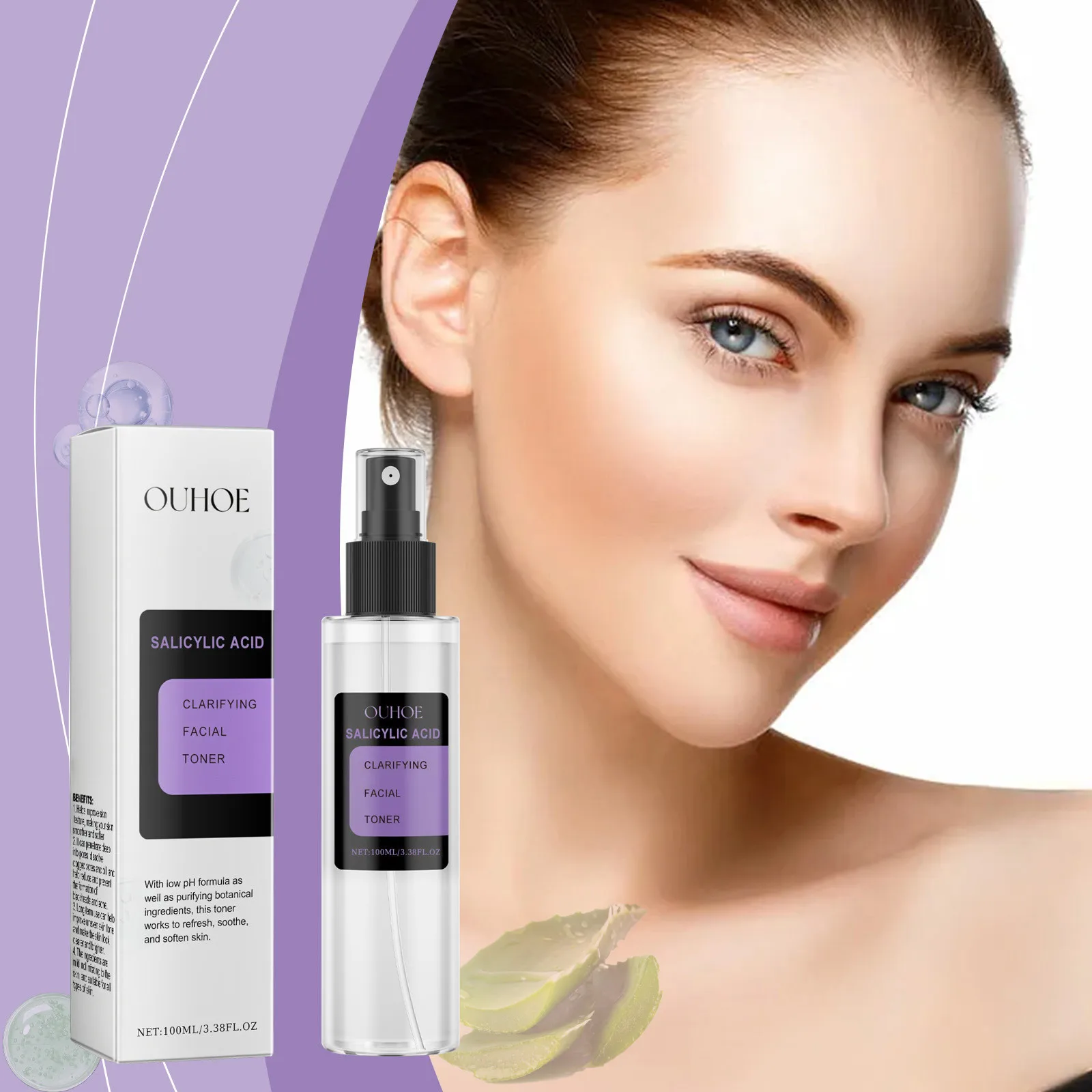 تونر الوجه مع حمض الساليسيليك تقليص المسام المكرر السيطرة على النفط اشراق ترطيب السلس إصلاح مغذي العناية بالبشرة Pr #3