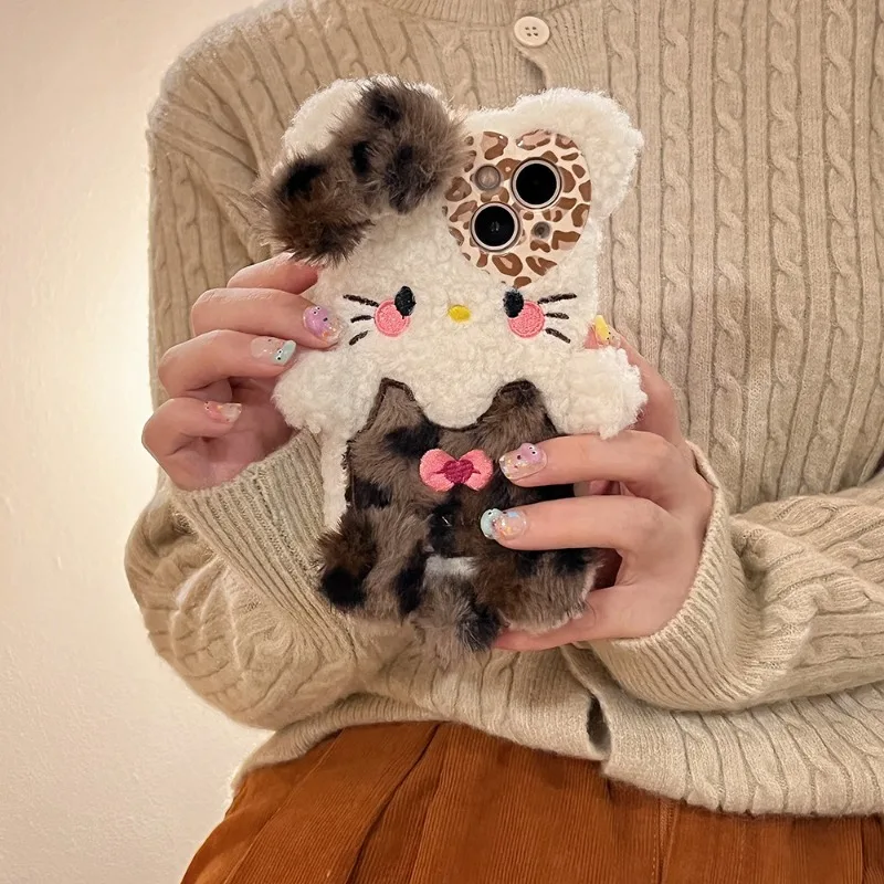 

Новинка, Sanrio Kawaii, Hellokitty, телефон, искусственный аниме, мультфильм, леопард, кот, Осень-зима, плюшевая девушка, подарок на день рождения, красота